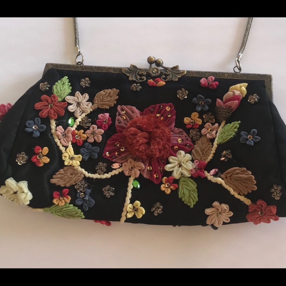 Clutch Evening Bag Embellished Crystals/ Floers